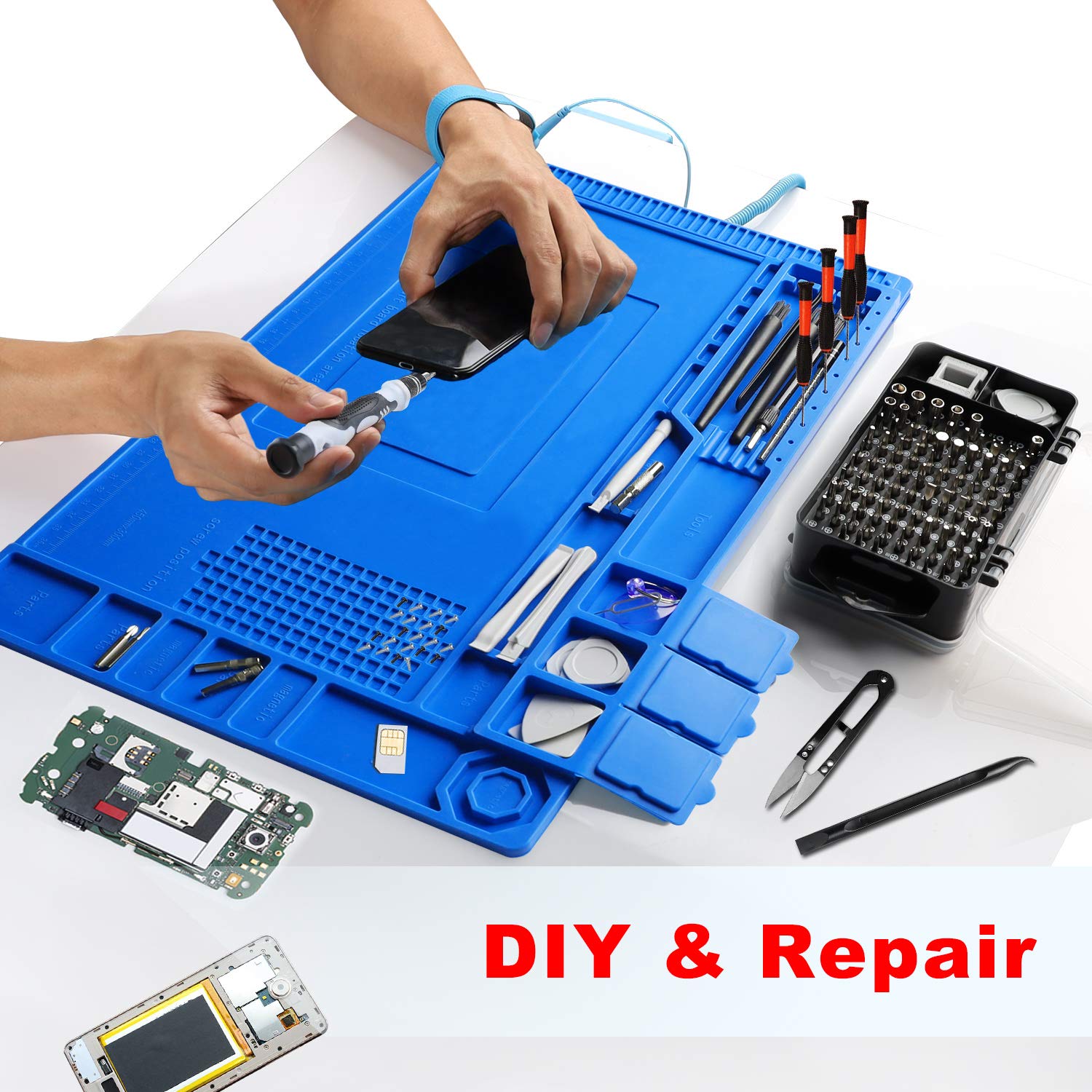 Precision Screwdriver Set Phone Repair Tool Kit, 130 In 1 Diy Repair Kit With Anti Static Mat Esd Safe Wristband, Magnetic Drive